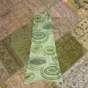 House of Sunny Hockney Dress Textured Green Knit Kendall Jenner Retro Summer